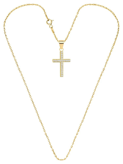 Vergoldete Kreuz Halskette aus echtem 925 Silber mit Zirkonia Bild 3