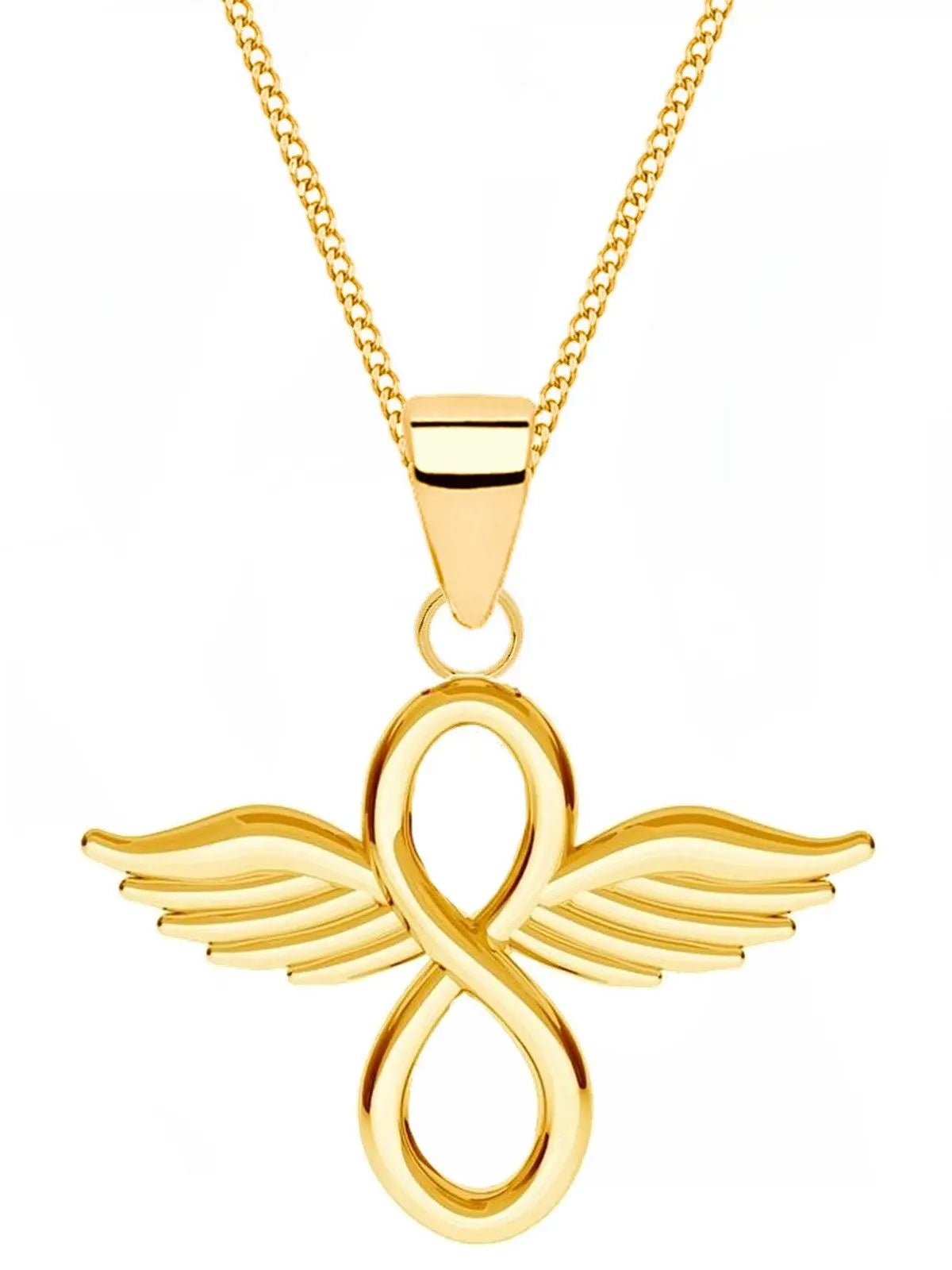 Vergoldete Unendlichkeit Kette mit Flügel aus echtem 925 Silber Bild 1