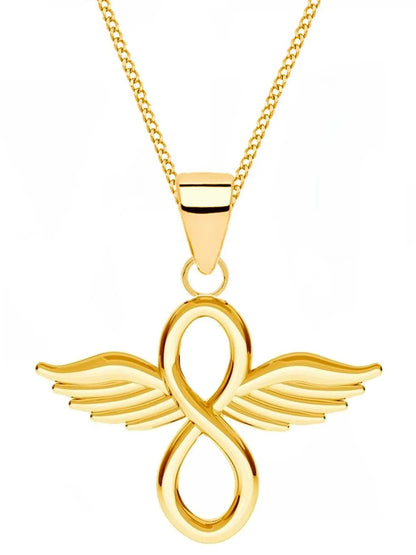 Vergoldete Unendlichkeit Kette mit Flügel aus echtem 925 Silber Bild 1