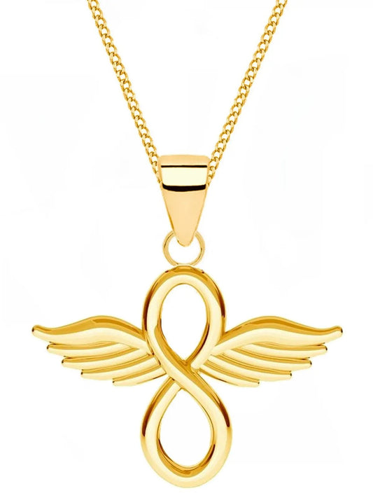 Vergoldete Unendlichkeit Kette mit Flügel aus echtem 925 Silber Bild 1