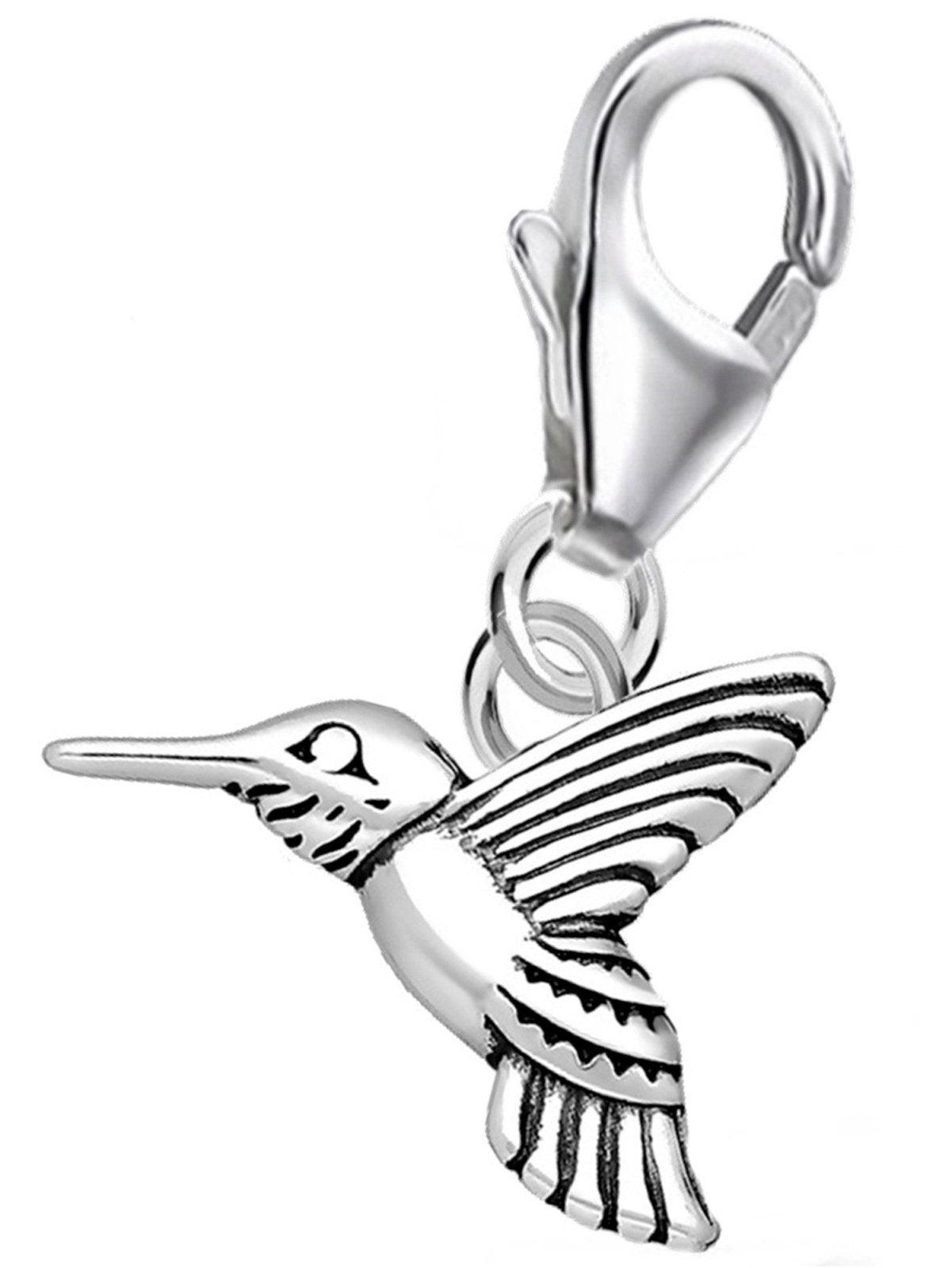 Vogel Charm 925 Silber – Kolibri Schmuck oxidiert Bild 1