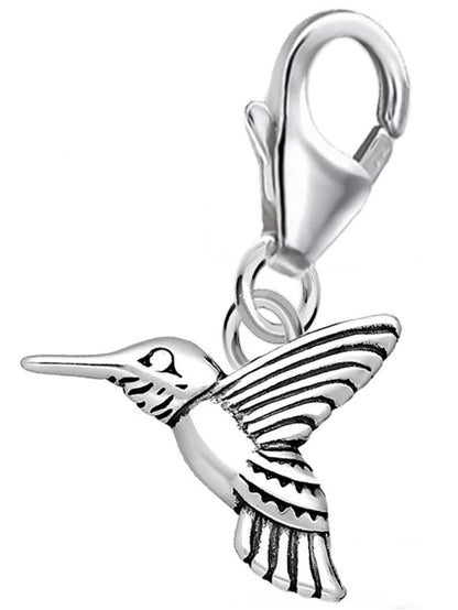 Vogel Charm 925 Silber – Kolibri Schmuck oxidiert Bild 1