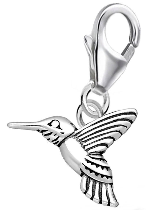 Vogel Charm 925 Silber – Kolibri Schmuck oxidiert Bild 1