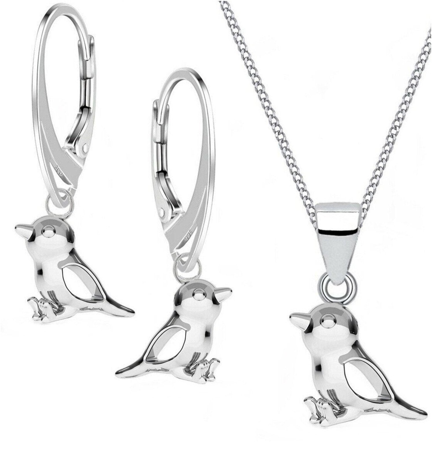 Vogel Schmuckset für Mädchen aus 925 Silber Kette mit Ohrringen Bild 1