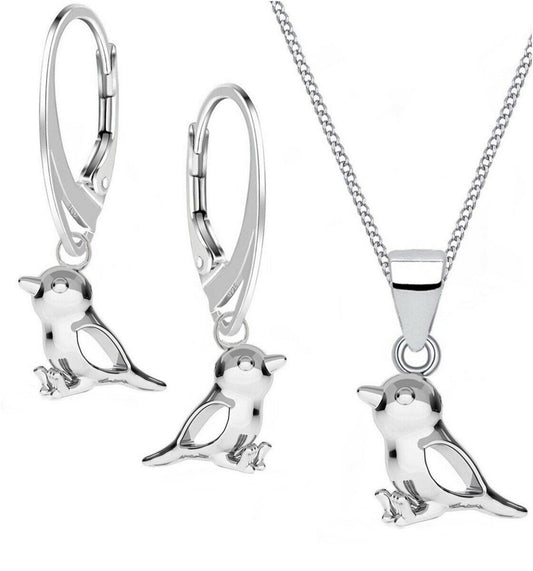 Vogel Schmuckset für Mädchen aus 925 Silber Kette mit Ohrringen Bild 1