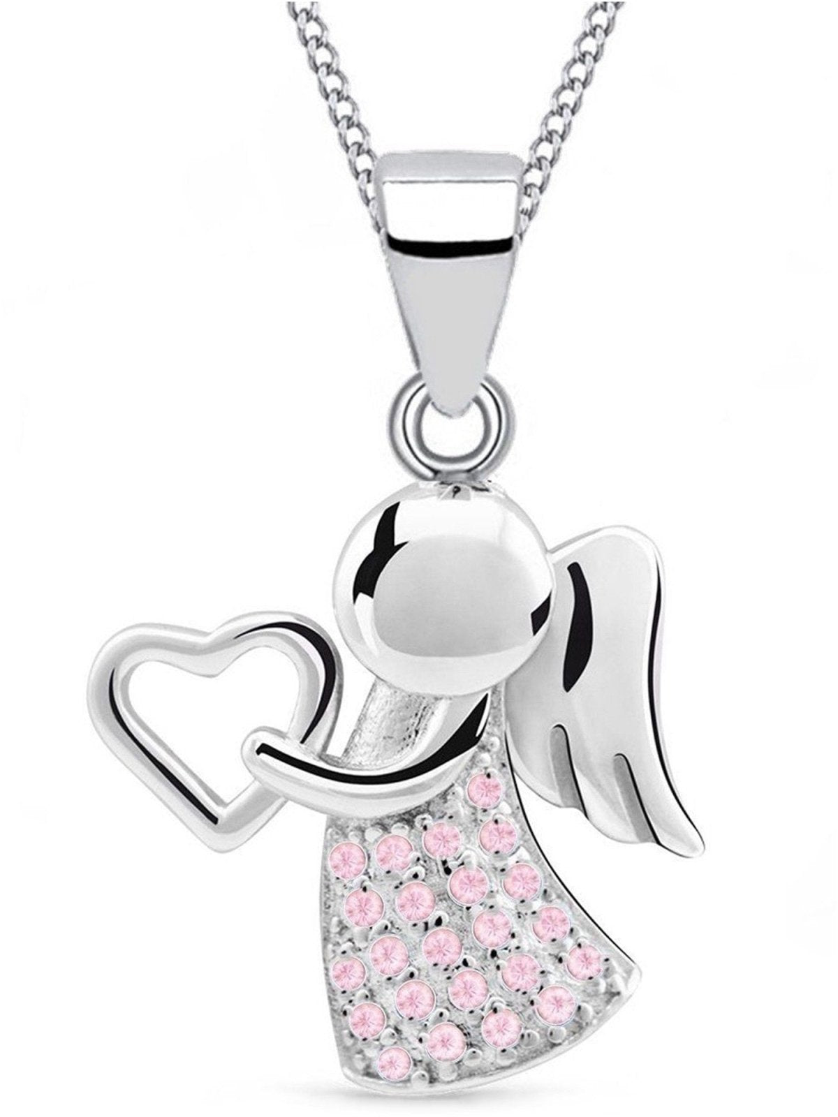 Zarte Schutzengel Halskette aus 925 Sterling Silber mit Rosa Stein Bild 1