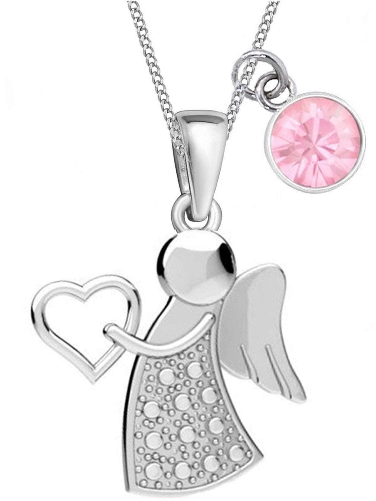 Zarte Schutzengel Kette mit rosa Stein Bild 1