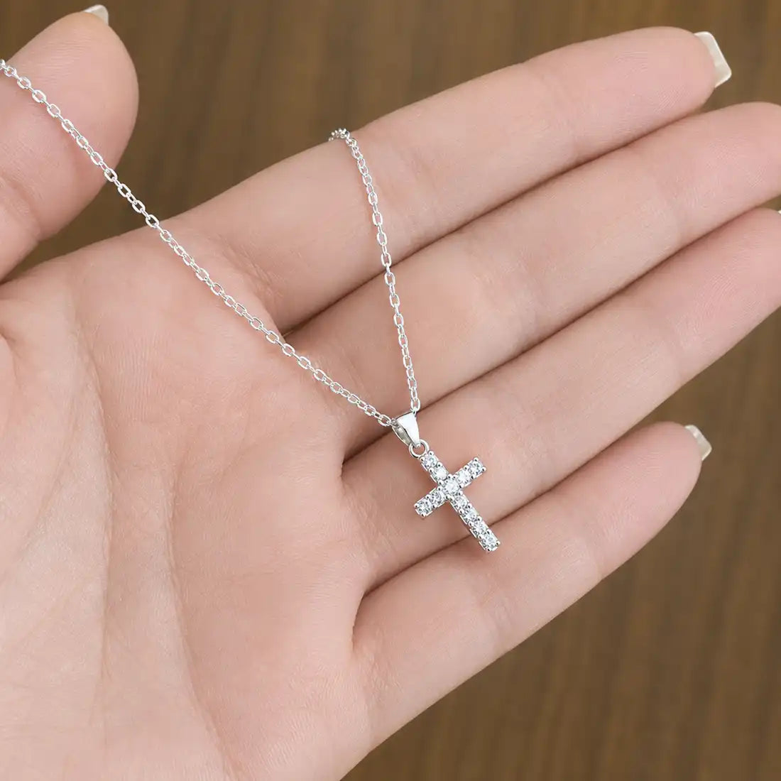 Zarter Kreuz Anhänger mit Silberkette aus echtem 925 Silber 2a