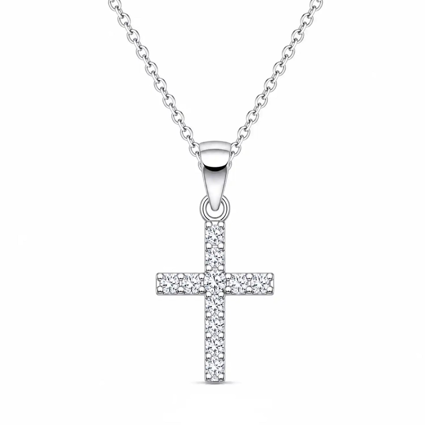 Zarter Kreuz Anhänger mit Silberkette aus echtem 925 Silber mit Stein bild 1