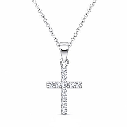 Zarter Kreuz Anhänger mit Silberkette aus echtem 925 Silber mit Stein bild 1
