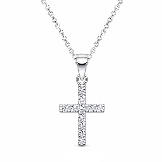 Zarter Kreuz Anhänger mit Silberkette aus echtem 925 Silber mit Stein bild 1