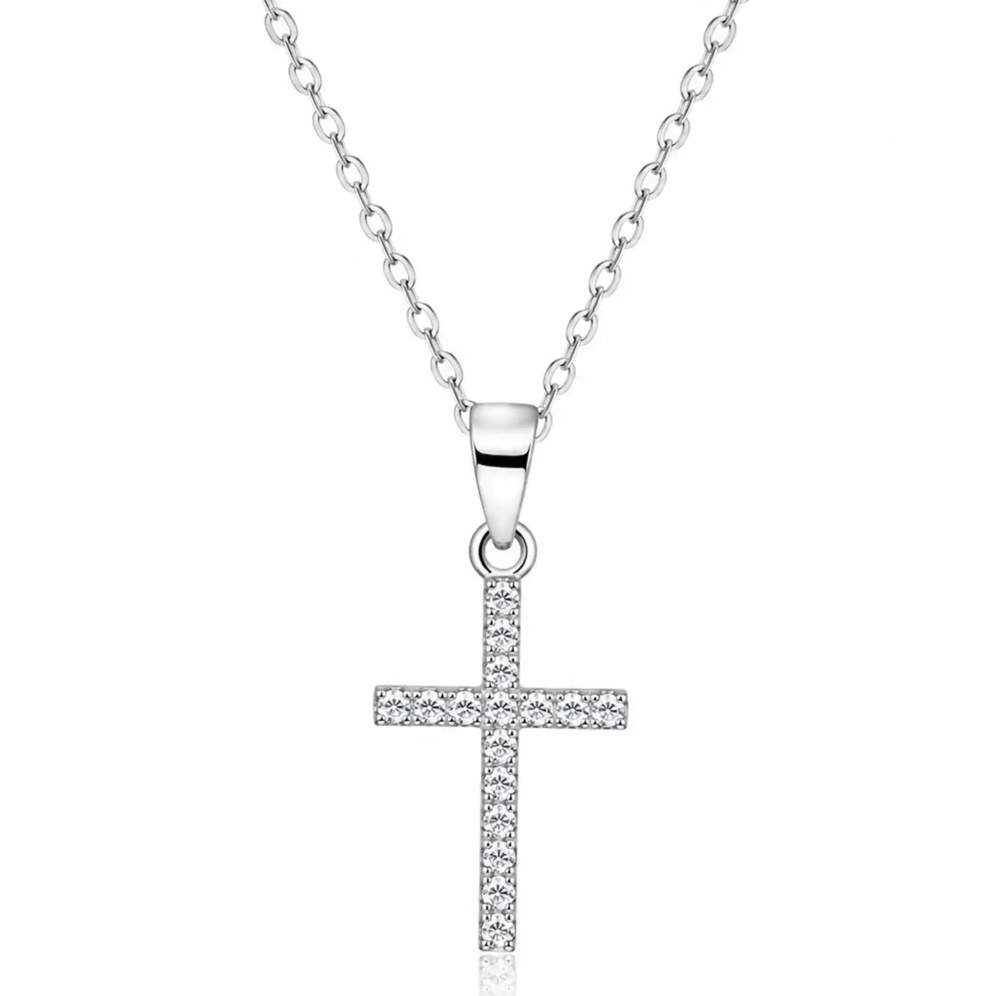 Zierliche Kreuz Silberkette aus 925 Silber mit Zirkonia Bild 1