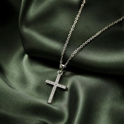 Zierliche Kreuz Silberkette aus 925 Silber mit Zirkonia Bild 2
