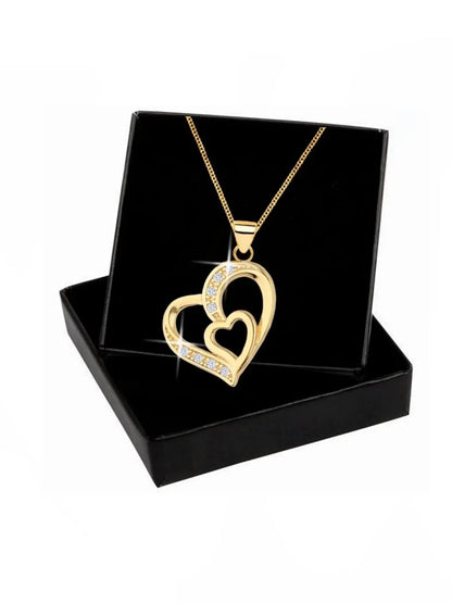 Zwei Herzen Kette aus vergoldetem 925 Silber inkl. Geschenk Etui Bild 3
