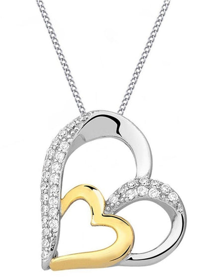 Zweifarbige Herz Halskette aus 925 Silber im Bicolor Design Bild 1