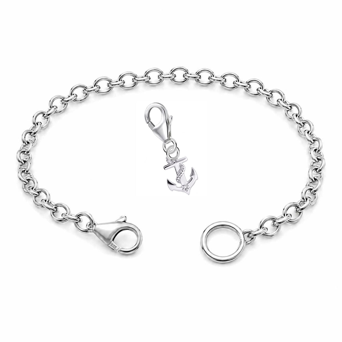 Charm Armband Set mit mini Anker Anhänger aus 925 Silber Bild 1