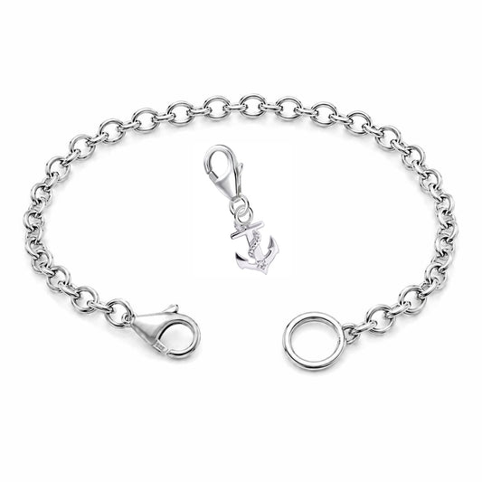 Charm Armband Set mit mini Anker Anhänger aus 925 Silber Bild 1