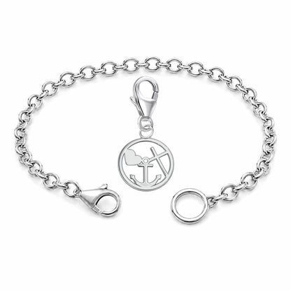 Silber Bettelarmband Set mit Herz, Kreuz, Anker Charm Anhänger Bild 1