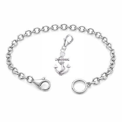 Bettelarmband Set mit Anker Charm-Anhänger aus 925 Silber