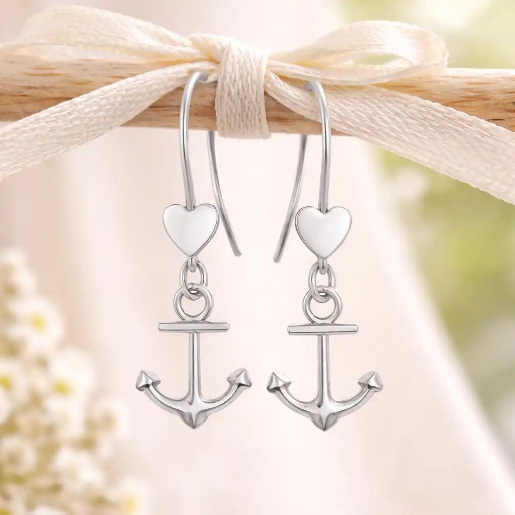 Anker Ohrhänger Silber 925 – maritime Ohrringe mit Herz Bild 2