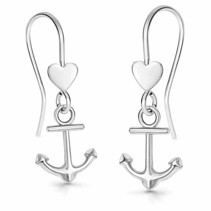 Anker Ohrhänger Silber 925 – maritime Ohrringe mit Herz Bild 1