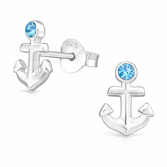 Anker Ohrstecker 925 Silber – Funkelnd & Maritim Blau Bild 2