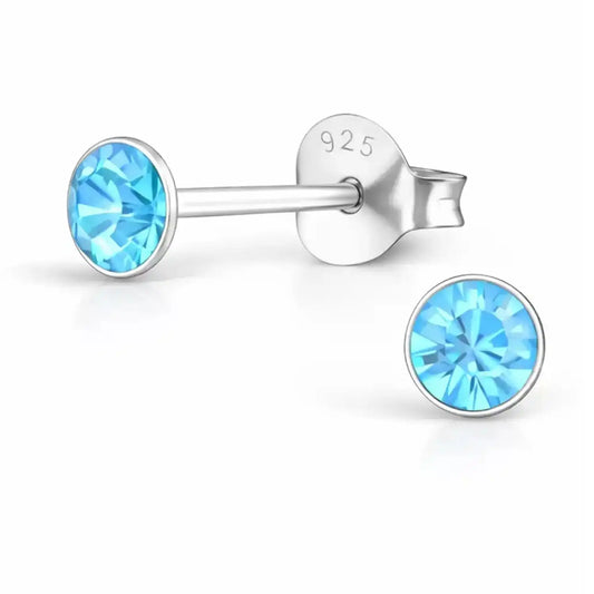 Runde Ohrstecker 3mm, 6386 Aquamarin Bild 1