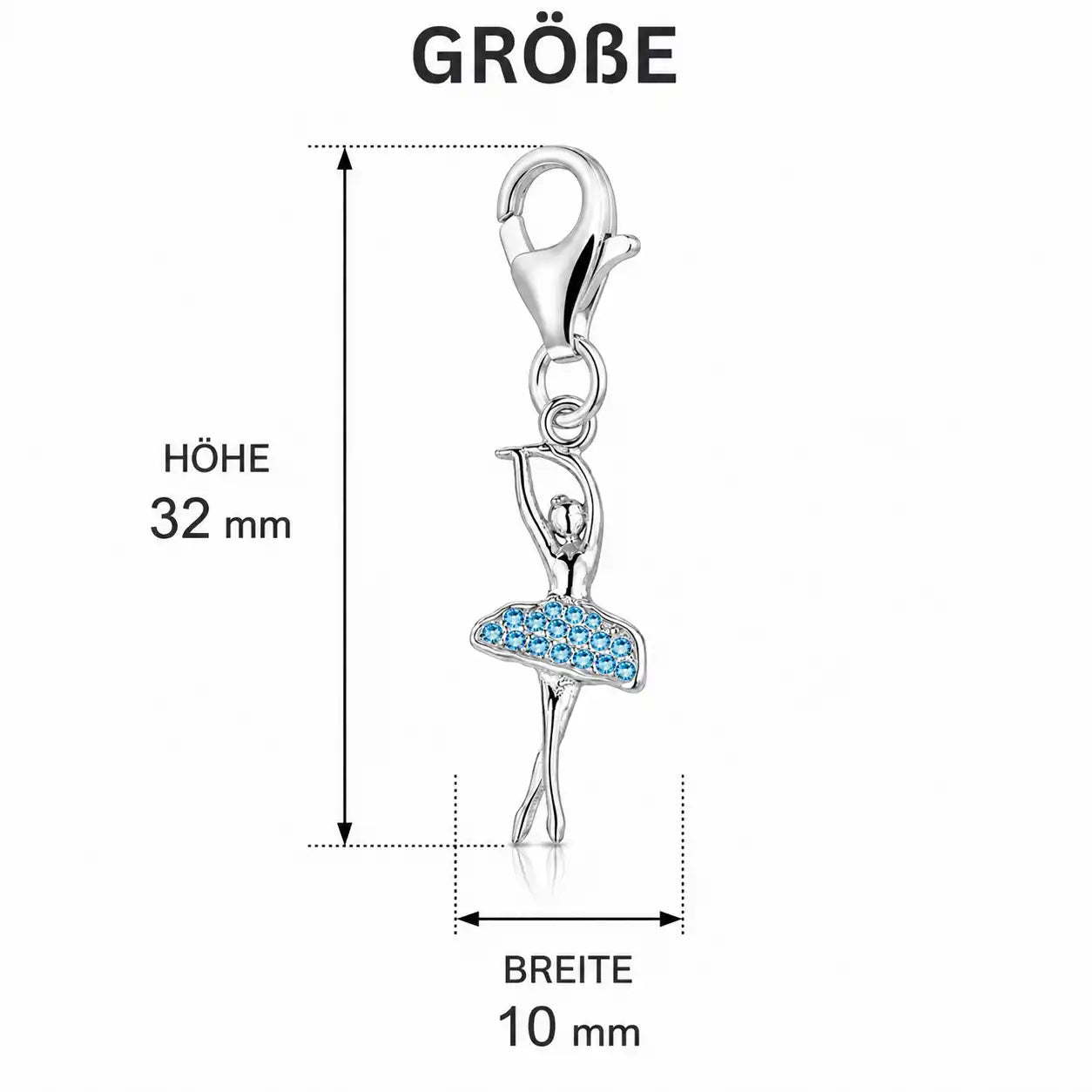 Ballerina Charm Größe 925 Silber mit Zirkonia - Tänzerin Schmuck