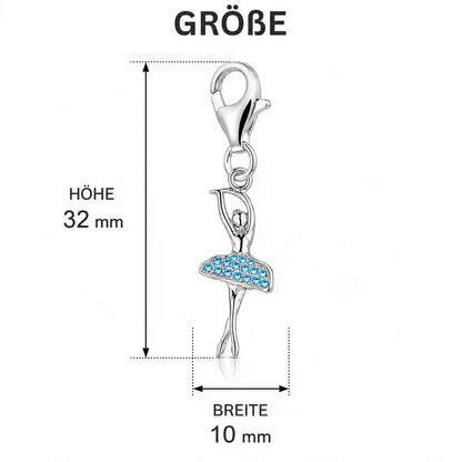 Ballerina Charm Größe 925 Silber mit Zirkonia - Tänzerin Schmuck