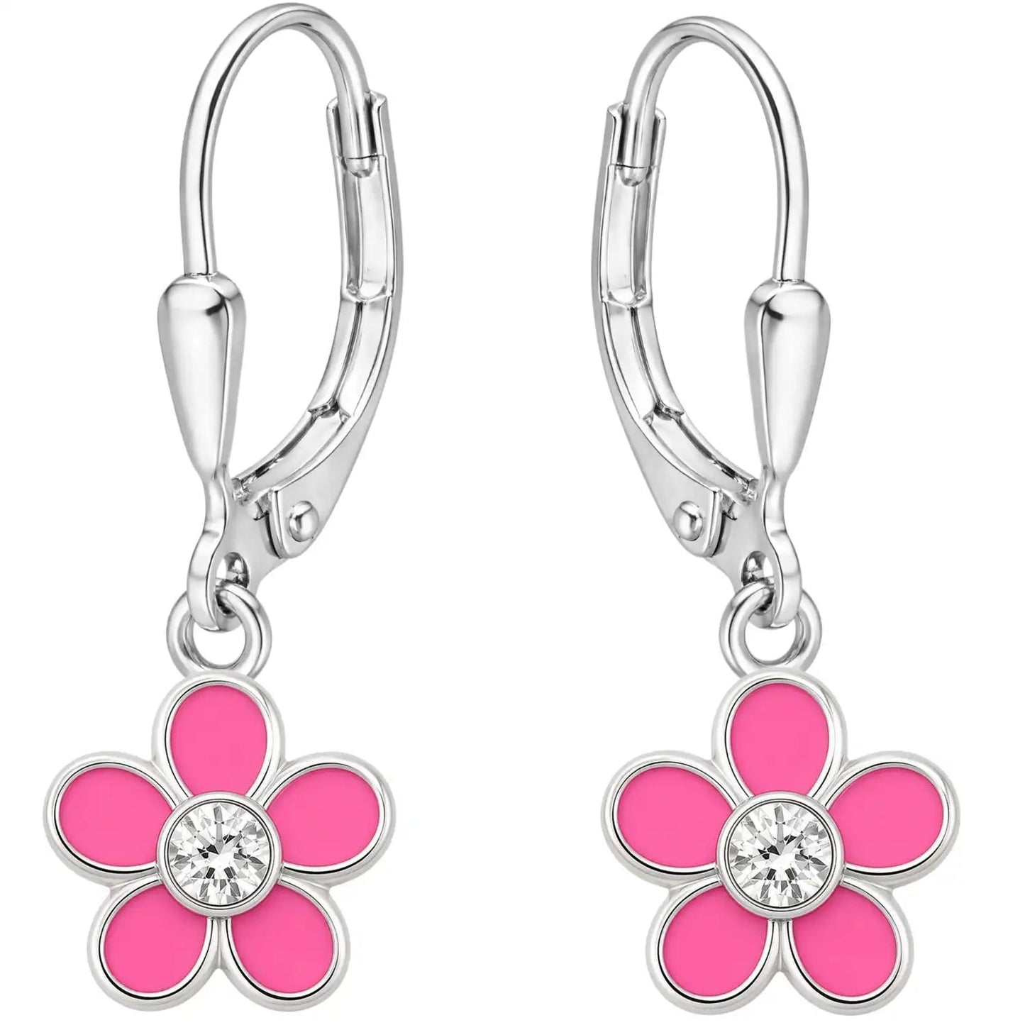 Blume Ohrringe Kinder 925 Silber – pink Blüte Bild 1