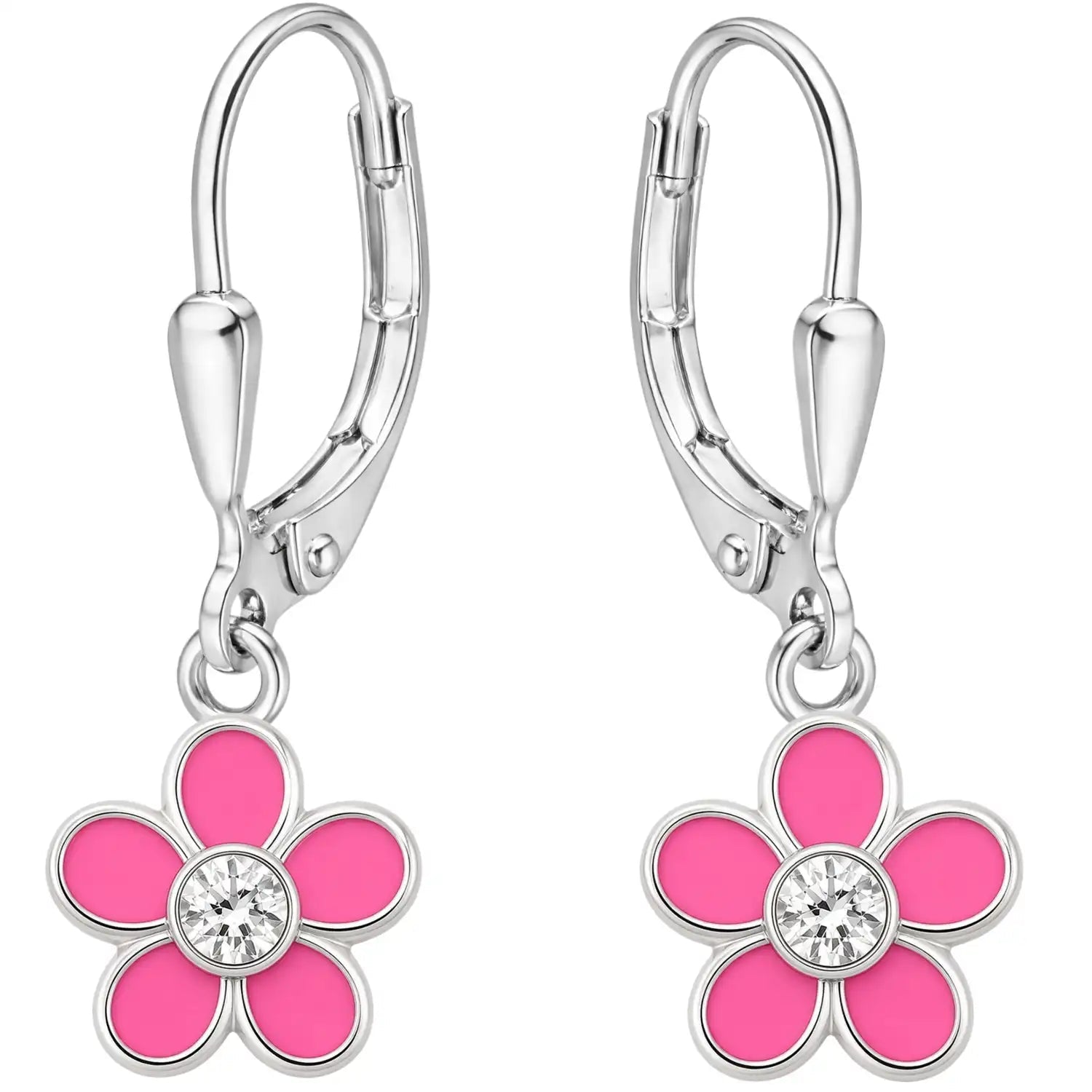 Blume Ohrringe Kinder 925 Silber – pink Blüte Bild 1