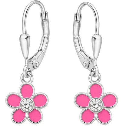 Blume Ohrringe Kinder 925 Silber – pink Blüte Bild 1