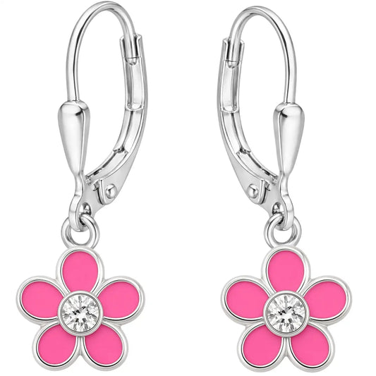 Blume Ohrringe Kinder 925 Silber – pink Blüte Bild 1