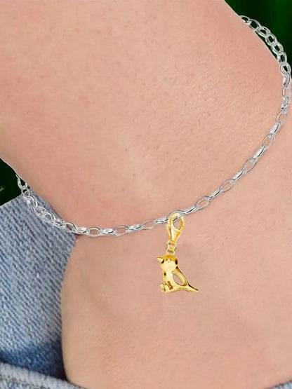 Charm Anhänger Gold Spatz Vogel Karabiner Bild 2