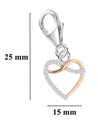 Charm Anhänger Herz Zirkonia 925 Silber Rose Gold Bicolor Bild 2