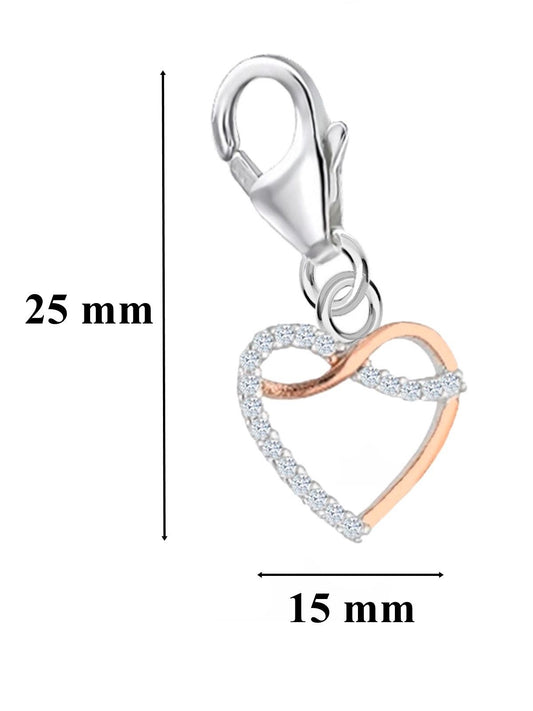 Charm Anhänger Herz Zirkonia 925 Silber Rose Gold Bicolor Bild 2