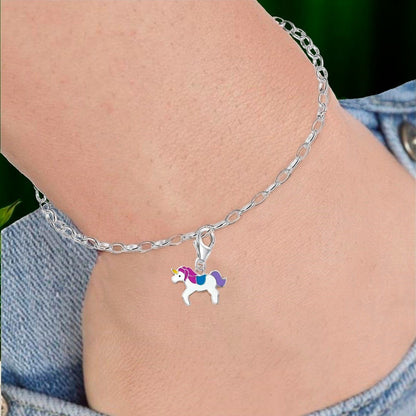 Charm Anhänger Kinder Einhorn 925 Silber Lila Pferd Bild 2