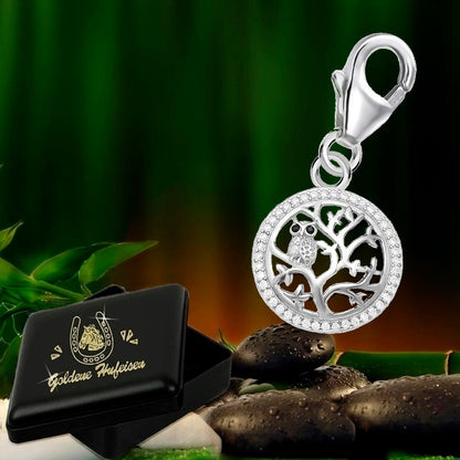 Charm Anhänger Lebensbaum Eule 925 Silber mit Zirkonia Bild 3