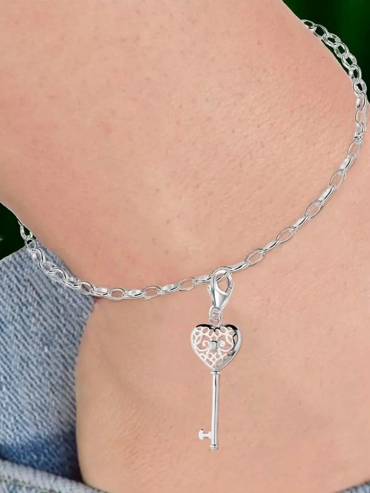 Charm Anhänger Schlüssel filigran 925 echt Silber Bild 2