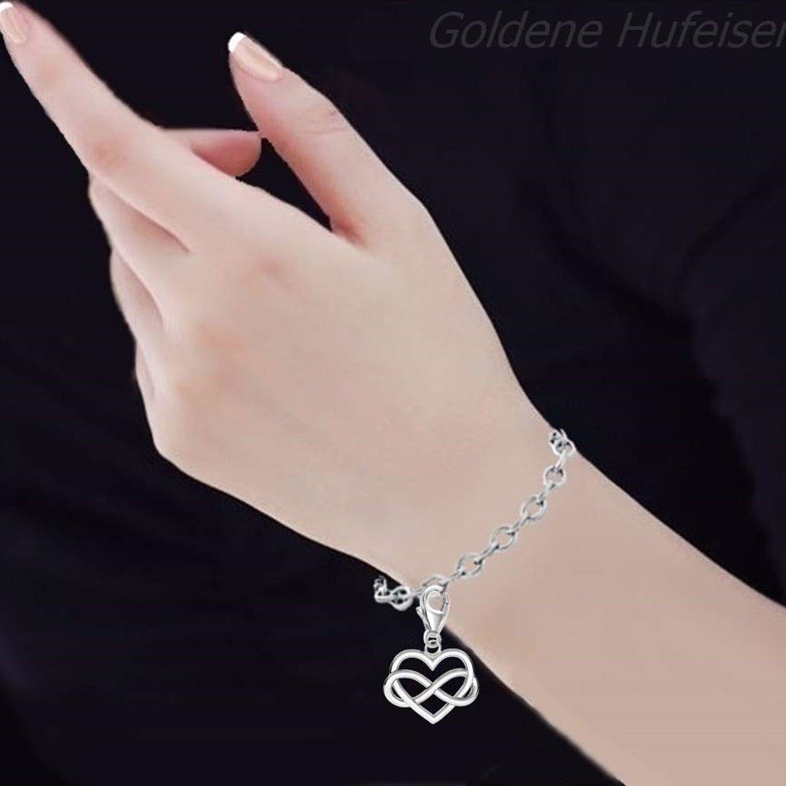 Charm Anhänger Silber 925 Unendlichkeit Herz Karabiner Bild 2