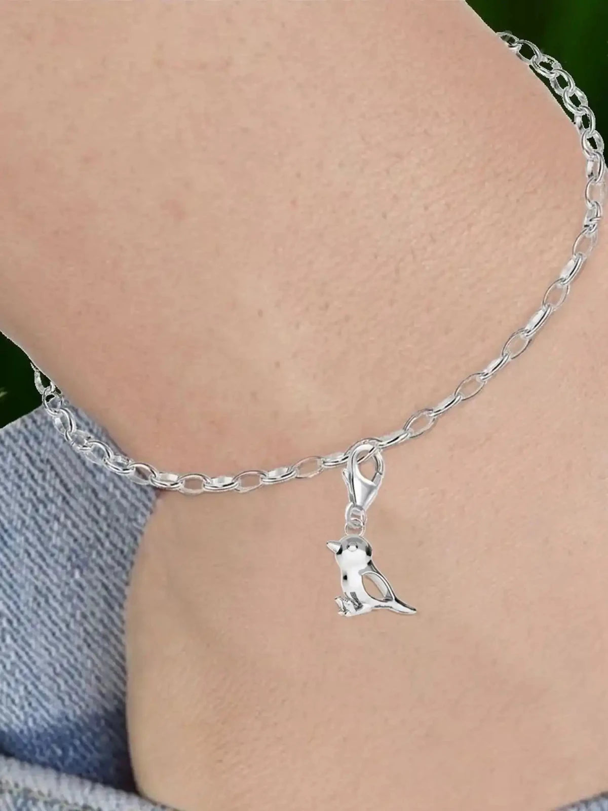 Charm Anhänger Silber Spatz Waldvogel Bild 2