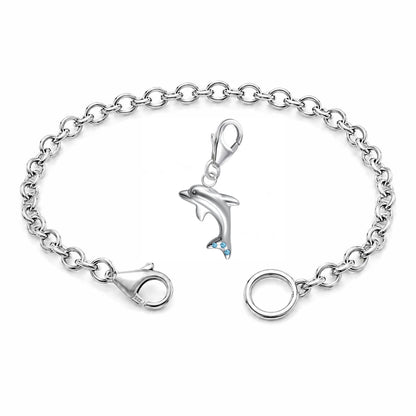 Charm Armband mit Delfin Anhänger aus 925 Silber Bild 1