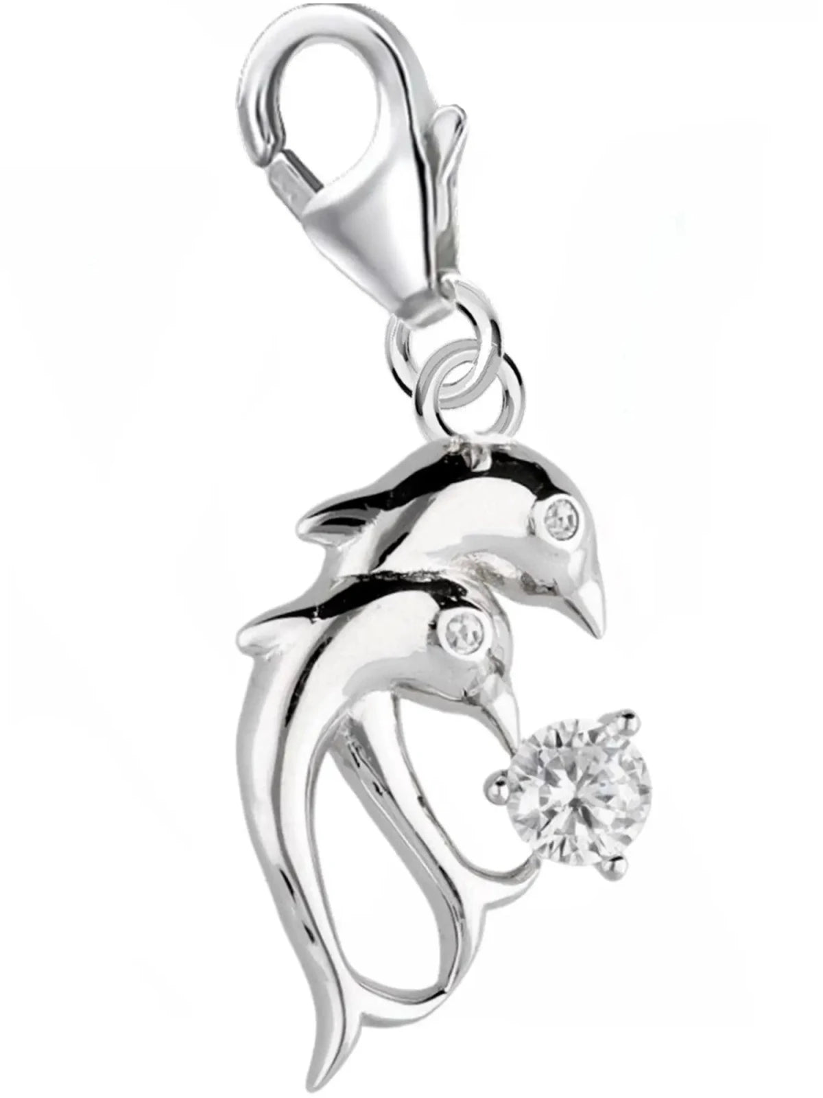 Zwei Delfine Charm Silber 925 – Meer Anhänger für Armband Bild 1