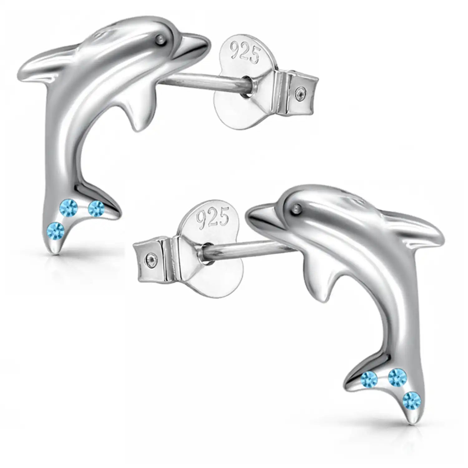 Delfine Ohrstecker Silber 925 blau – maritime Ozean Bild 1