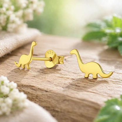 Dinosaurier Ohrstecker vergoldet 925 Silber - Dino Bild 2