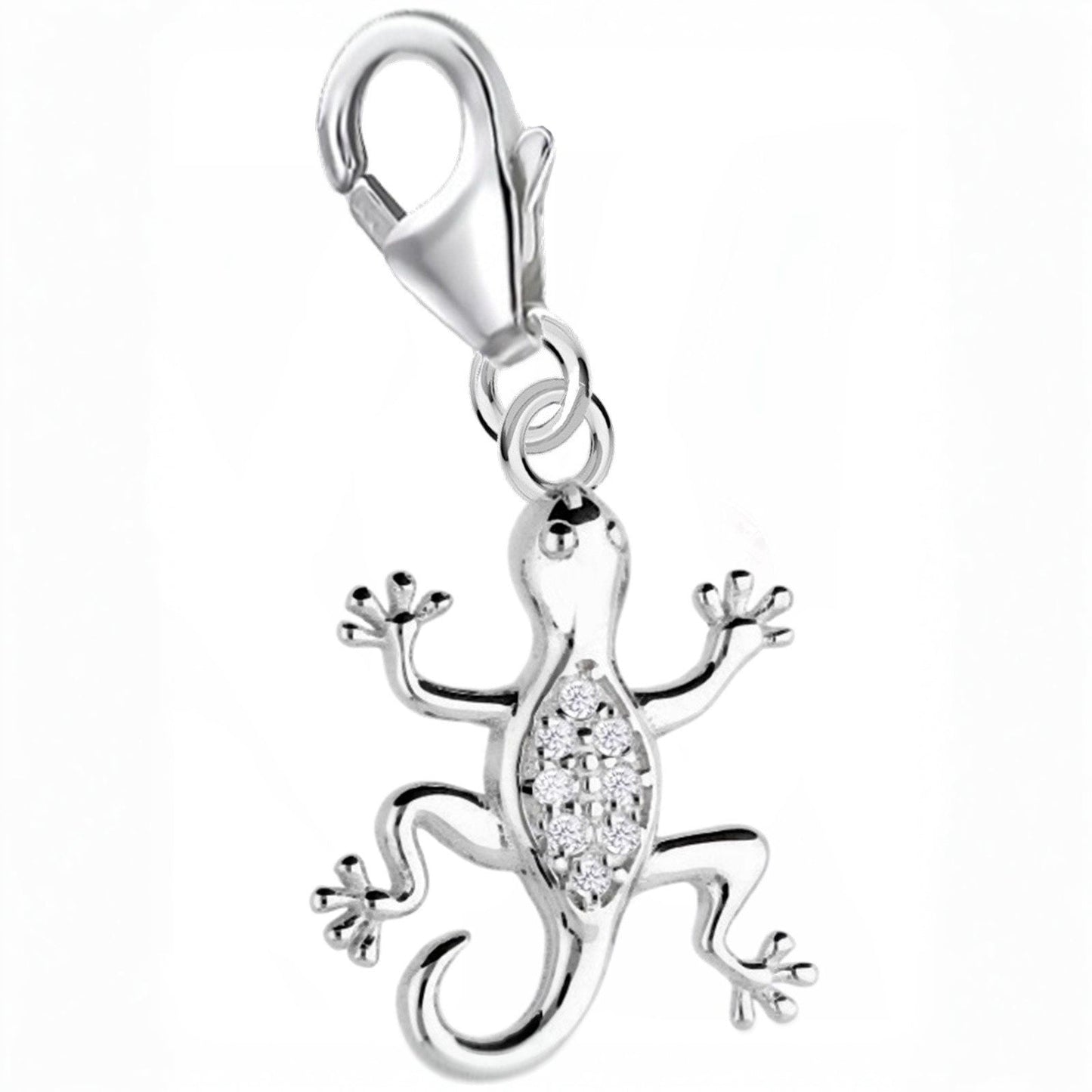 Echsen Charm 925 Silber – Reptil Schmuck Anhänger für Armband Bild 1