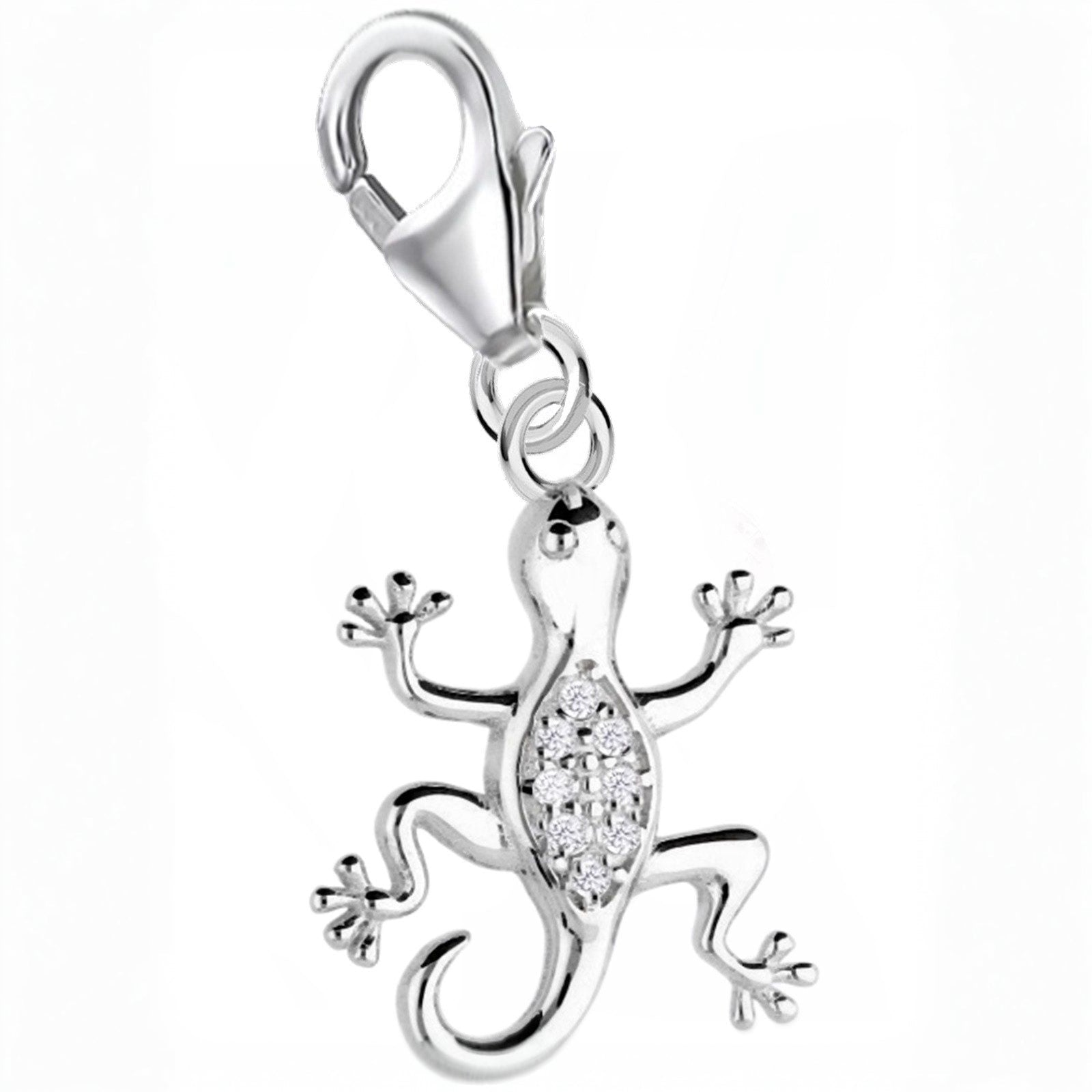Echsen Charm 925 Silber – Reptil Schmuck Anhänger für Armband Bild 1