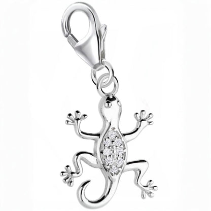 Echsen Charm 925 Silber – Reptil Schmuck Anhänger für Armband Bild 1