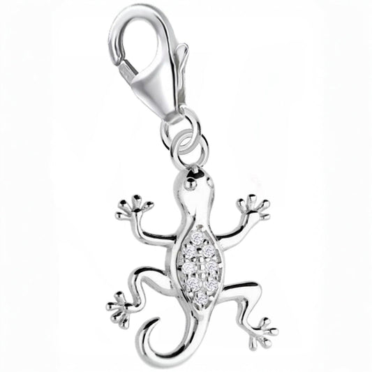Echsen Charm 925 Silber – Reptil Schmuck Anhänger für Armband Bild 1
