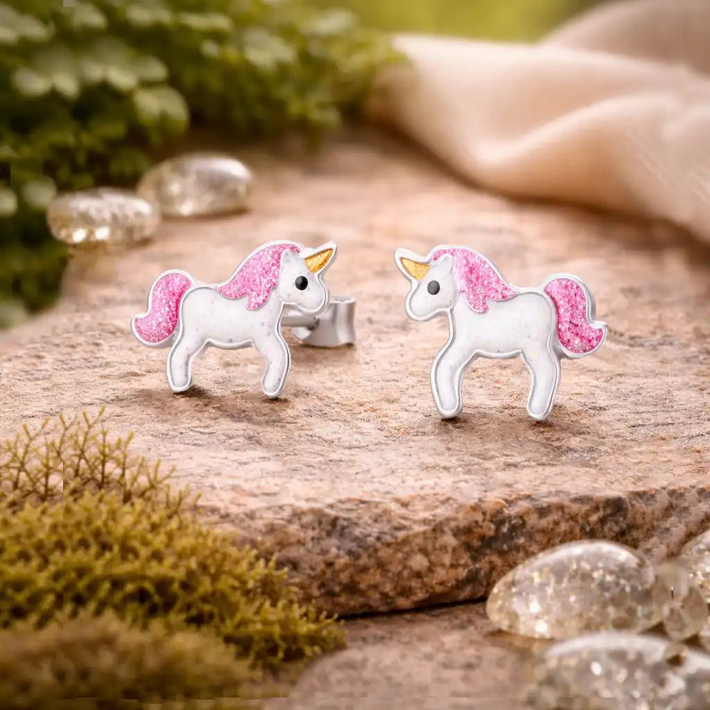Einhorn Ohrstecker Kinder 925 Silber – Fantasie Bunt Bild 2